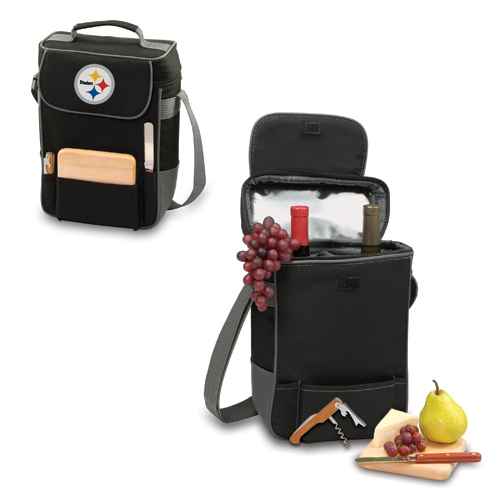 Pittsburgh Steelers Duet Wine & Cheese Tote - Black - Click Image to Close