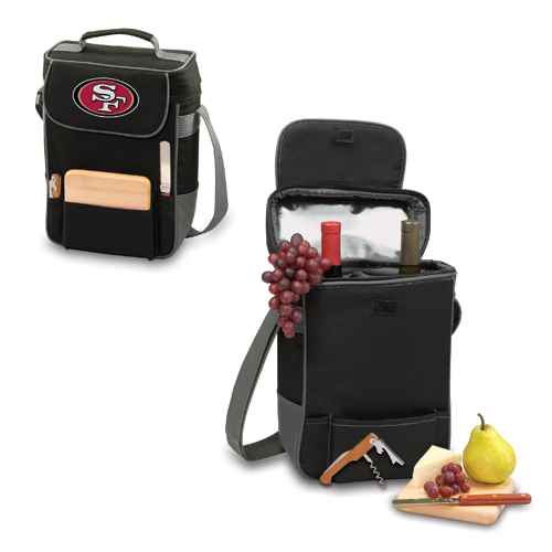 San Francisco 49ers Duet Wine & Cheese Tote - Black - Click Image to Close