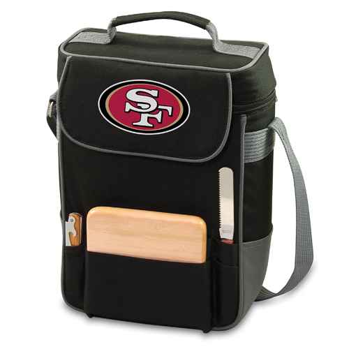 San Francisco 49ers Duet Wine & Cheese Tote - Black - Click Image to Close