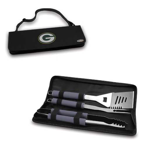 Green Bay Packers Metro BBQ Tool Tote - Black - Click Image to Close