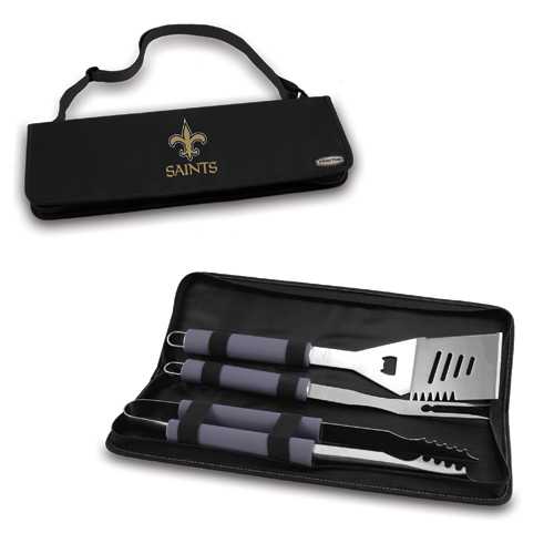 New Orleans Saints Metro BBQ Tool Tote - Black - Click Image to Close