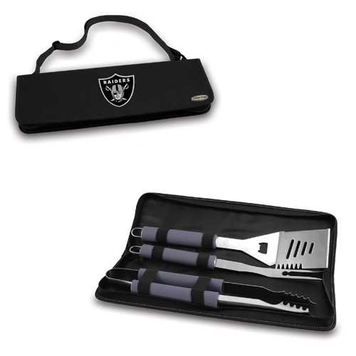 Oakland Raiders Metro BBQ Tool Tote - Black - Click Image to Close