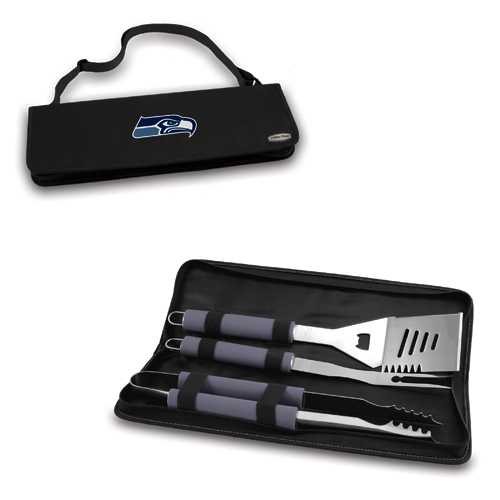 Seattle Seahawks Metro BBQ Tool Tote - Black - Click Image to Close