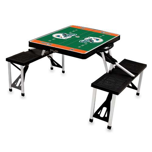 Miami Dolphins Football Picnic Table with Seats - Black - Click Image to Close