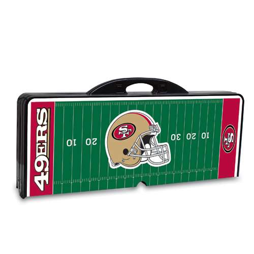 San Francisco 49ers Football Picnic Table with Seats - Black - Click Image to Close