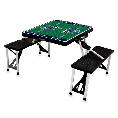 Seattle Seahawks Football Picnic Table with Seats - Black - Click Image to Close