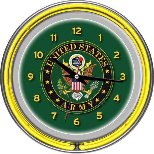 United States Army Neon Wall Clock with Army Seal - Click Image to Close