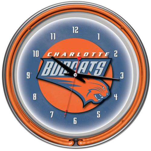 Charlotte Bobcats Neon Wall Clock - Click Image to Close