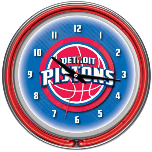 Detroit Pistons Neon Wall Clock - Click Image to Close