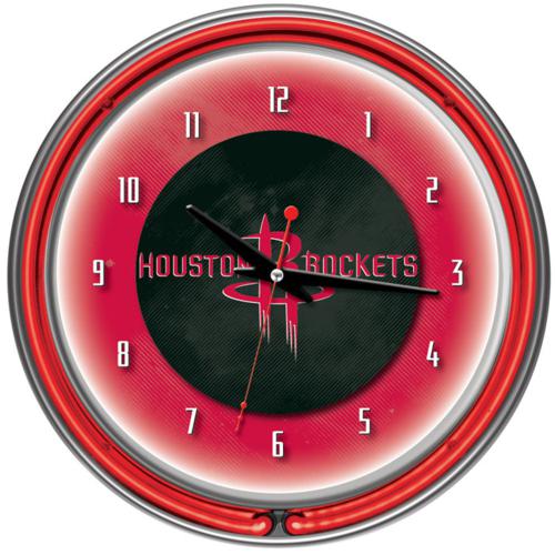 Houston Rockets Neon Wall Clock - Click Image to Close