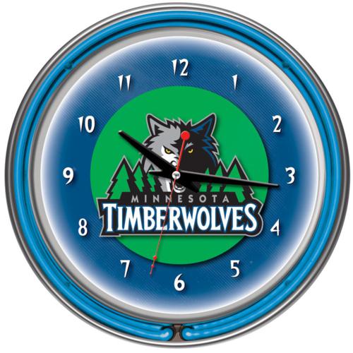 Minnesota Timberwolves Neon Wall Clock - Click Image to Close