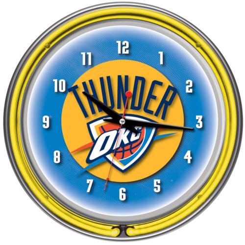 Oklahoma City Thunder Neon Wall Clock - Click Image to Close