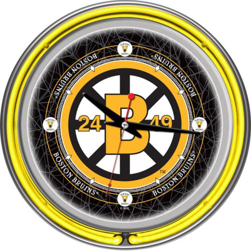 Boston Bruins Vintage Logo Neon Wall Clock - Click Image to Close