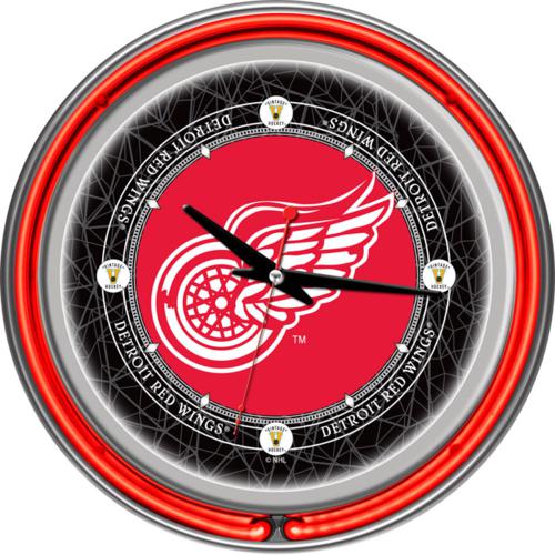 Detroit Red Wings Vintage Logo Neon Wall Clock - Click Image to Close