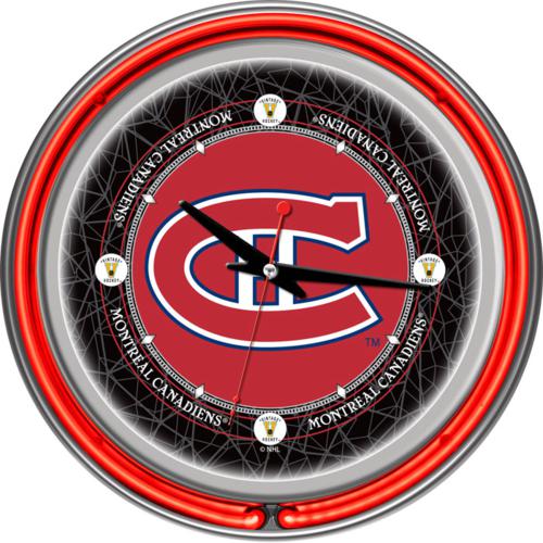 Montreal Canadiens Vintage Logo Neon Wall Clock - Click Image to Close