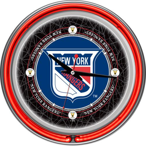 New York Rangers Vintage Logo Neon Wall Clock - Click Image to Close