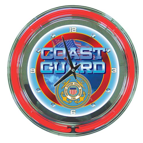 United States Coast Guard Neon Wall Clock - Click Image to Close