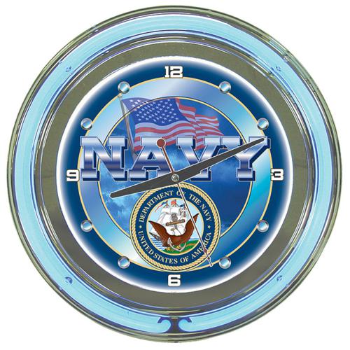 United States Navy Neon Wall Clock - Click Image to Close