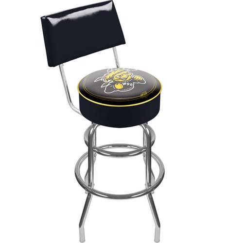 Wichita State University Padded Bar Stool with Back - Click Image to Close