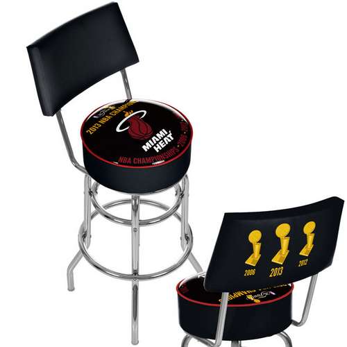 Miami Heat 2013 NBA Champions Swivel Bar Stool with Back - Click Image to Close