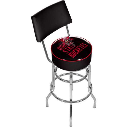 Ohio State University Buckeyes Smoking Brutus Bar Stool w Back - Click Image to Close