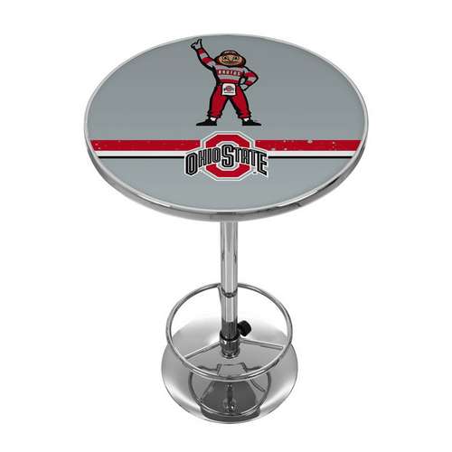 Ohio State University Brutus Stripe Chrome Pub Table - Click Image to Close