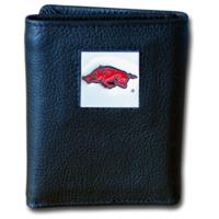 Arkansas Razorbacks Tri-fold Leather Wallet with Tin