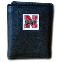 Nebraska Cornhuskers Tri-fold Leather Wallet with Box