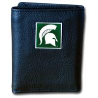 Michigan State Spartans Tri-fold Leather Wallet with Tin