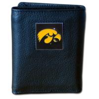 Iowa Hawkeyes Tri-fold Leather Wallet with Tin