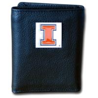 University of Illinois Tri-fold Leather Wallet with Tin