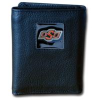 Oklahoma State University Tri-fold Leather Wallet with Tin