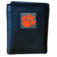 Clemson University Tigers Tri-fold Leather Wallet with Tin