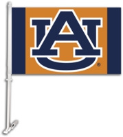 Auburn University Car Flag & Wall Bracket - Blue Borders