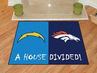 San Diego Chargers - Denver Broncos House Divided Rug