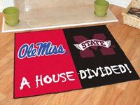 Ole Miss Rebels - Mississippi State Bulldogs House Divided Rug